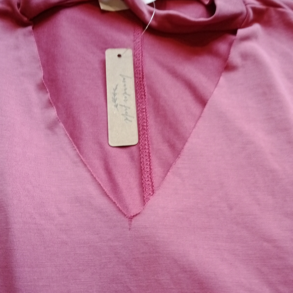 NWT Anthropologie Lavender Field Statement Neckline Rose Colored SL Top Sz S - Picture 10 of 11